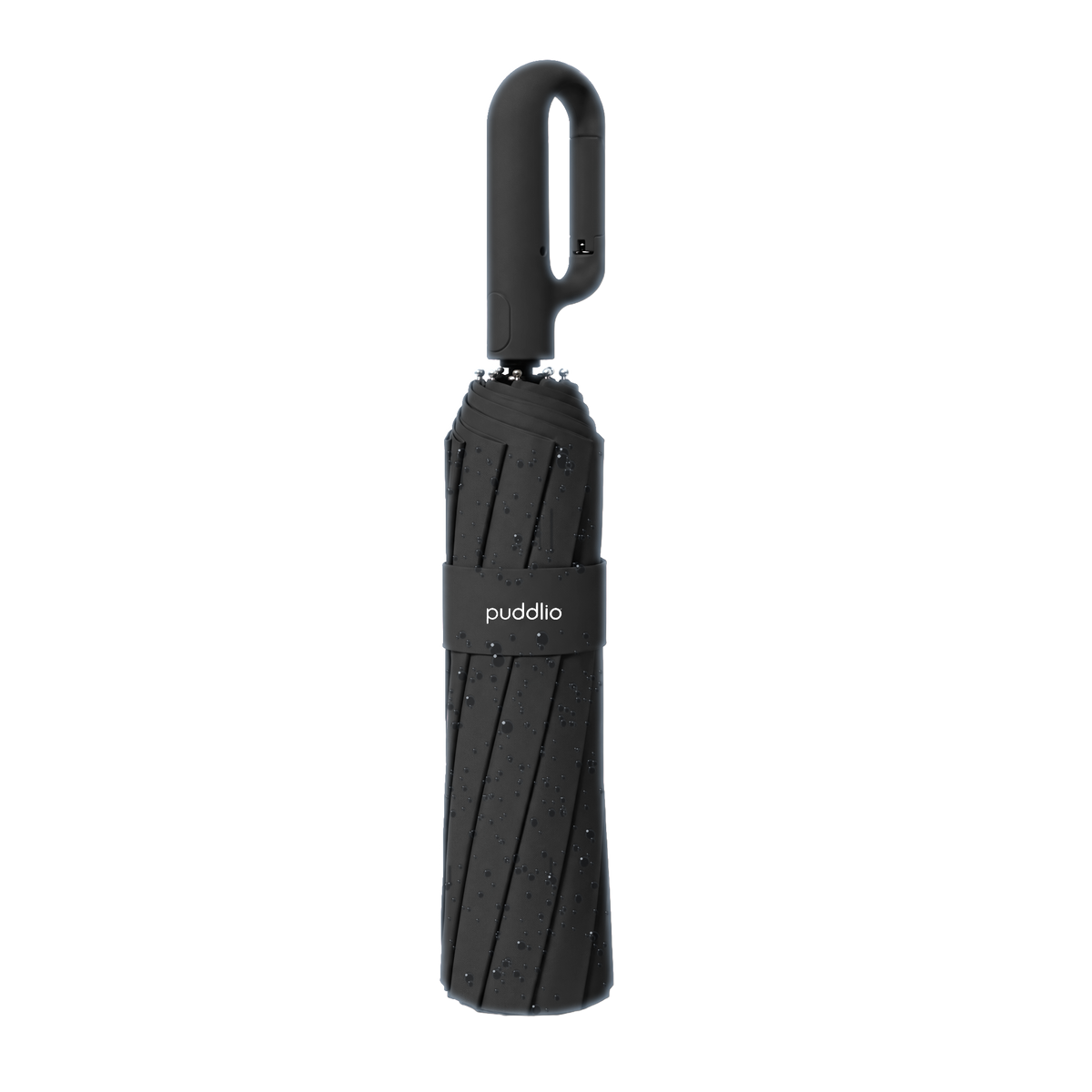 Black puddlio folding umbrella with rain drops