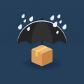 Parcel sheltered under an umbrella