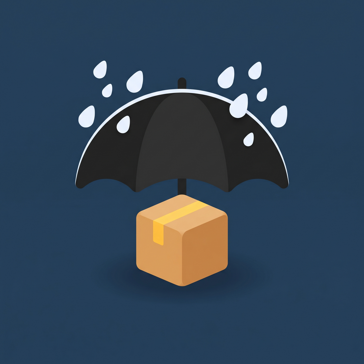 Parcel sheltered under an umbrella