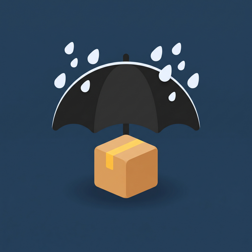 Parcel sheltered under an umbrella