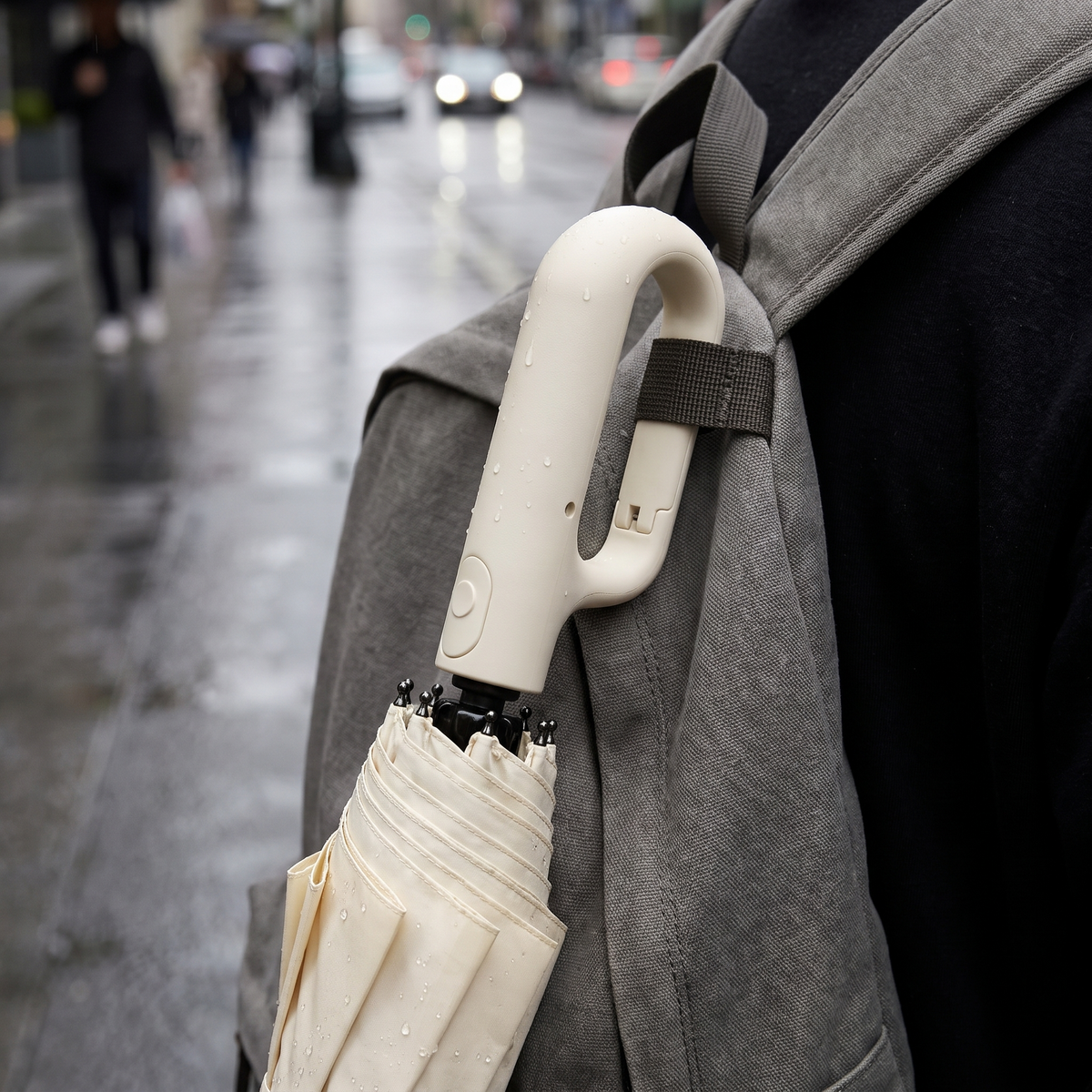 Puddlio handle loop clipped onto a bag